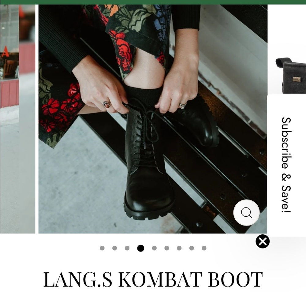 Lang.S Black Leather Combat Boots - Picture 2 of 12